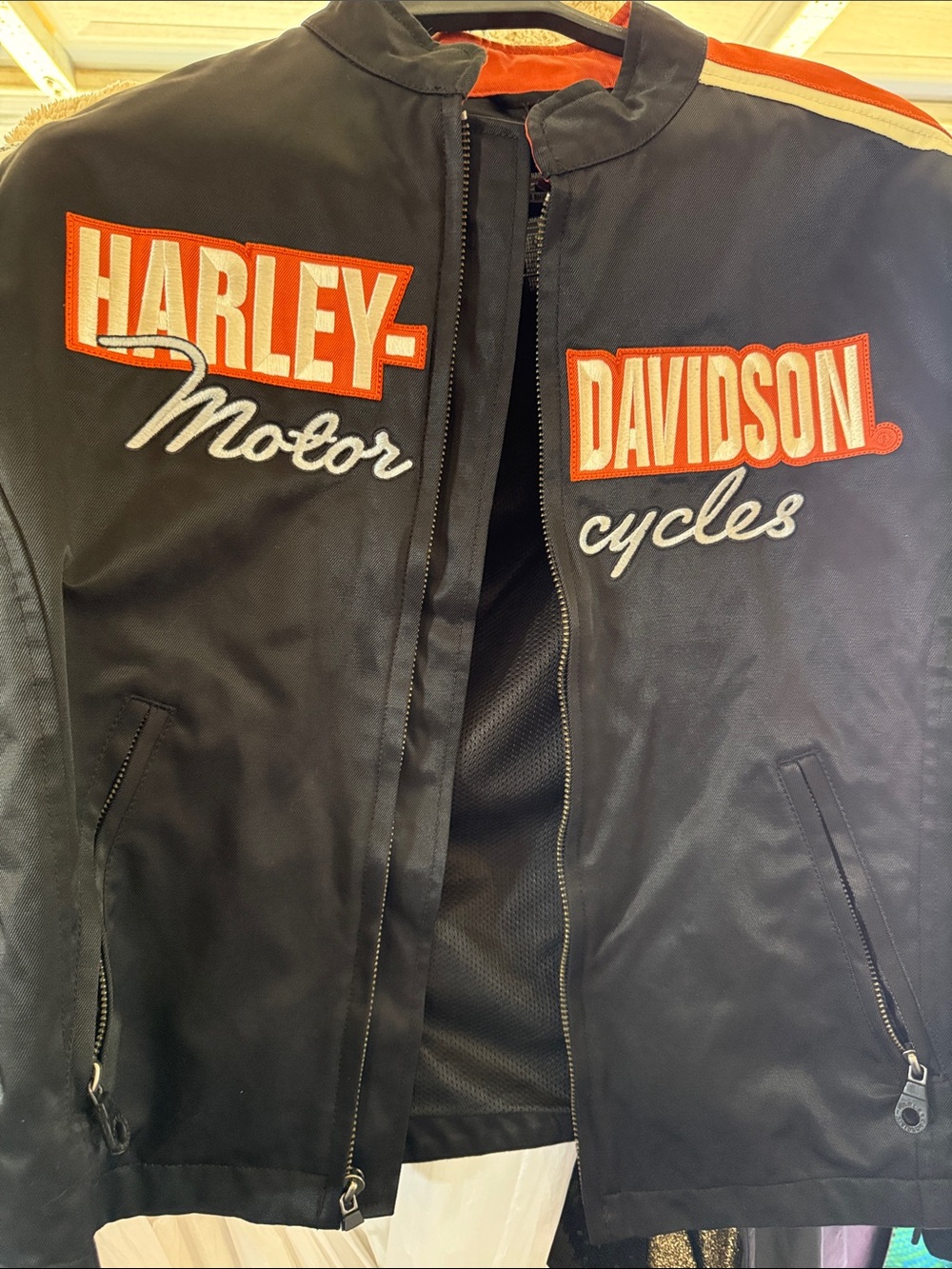 Harley-Davidson Black Jacket with Orange Accents